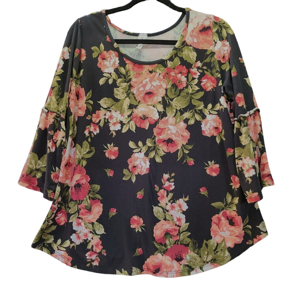 Maxine Nichols Womens Top Multi-Color Size Large Polyester Blend Pullover Stretc